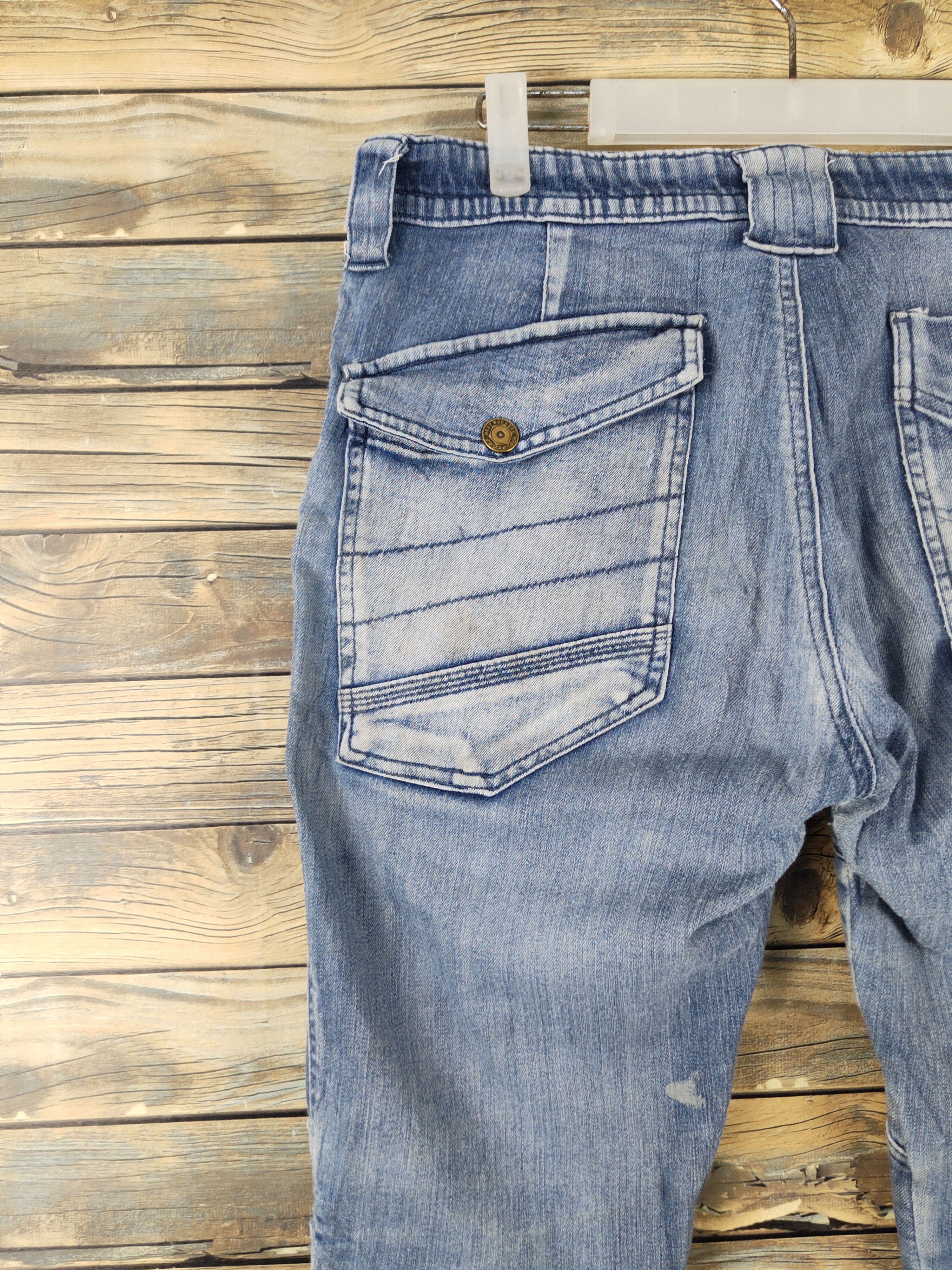 Japanese Brand FieldCore Blue Distressed Ripped Jogger Jeans #W2080 Size US 33 - 9 Thumbnail