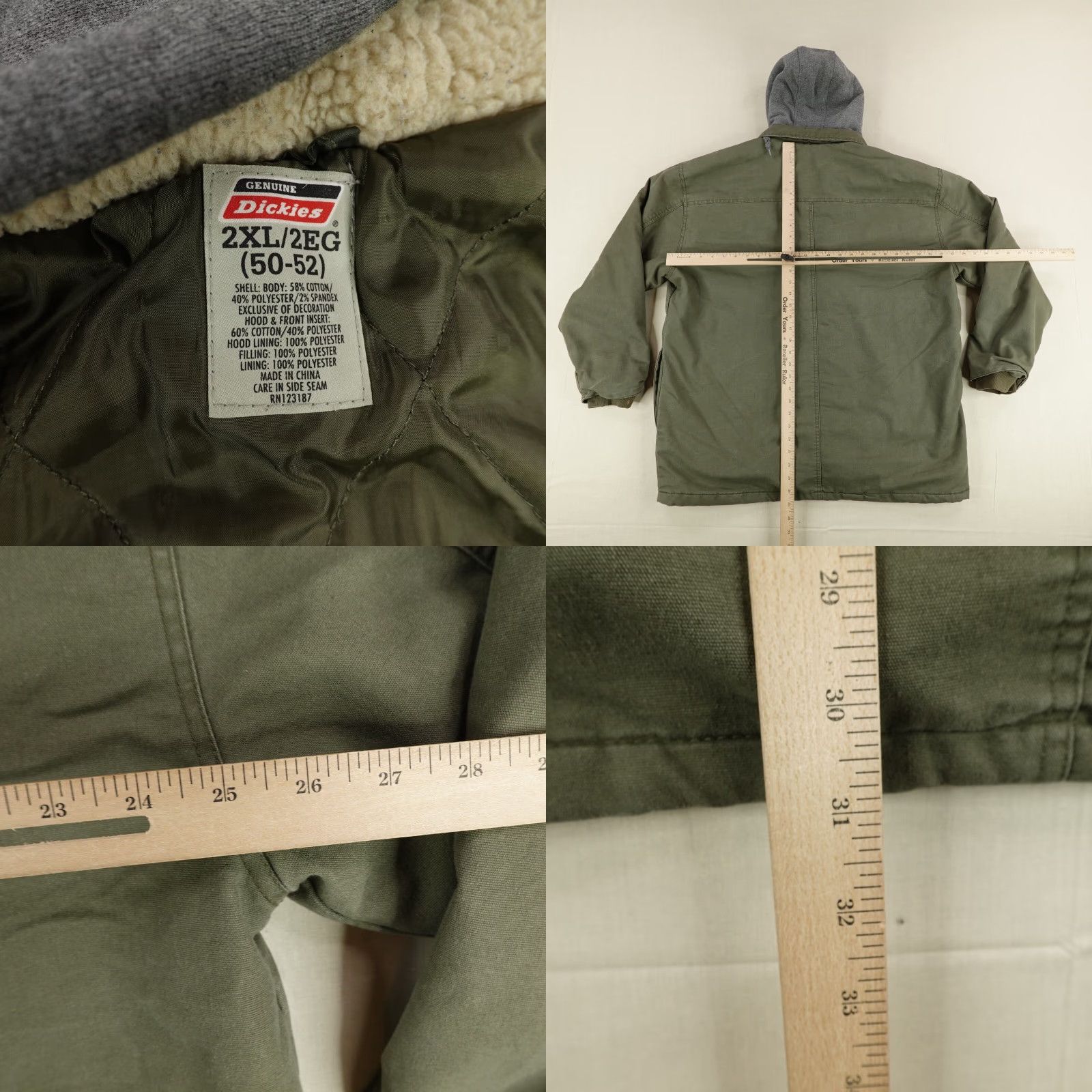 Dickies Dickies Jacket Mens 2XL Green Quilt Lined Canvas Hooded Chore Field Barn Coat Size US XXL / EU 58 / 5 - 8 Thumbnail