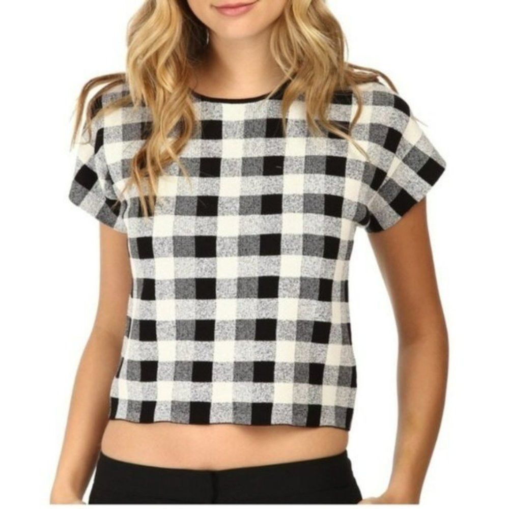 Theory Theory Seblyn Magnified Plaid Crop Top Size S Size S / US 4 / IT 40 - 1 Thumbnail