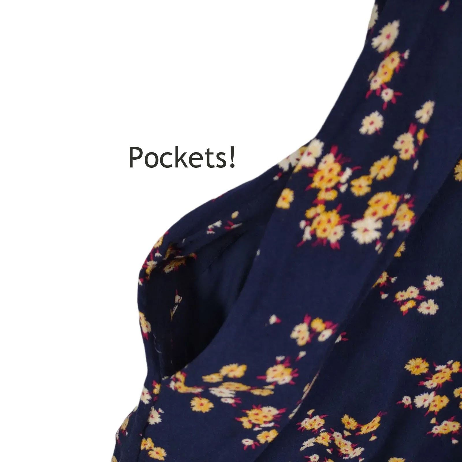 Other Popsugar Navy Floral Sleeveless Shirt Dress w/ Pockets Size XXL / US 16-18 / IT 52-54 - 5 Thumbnail