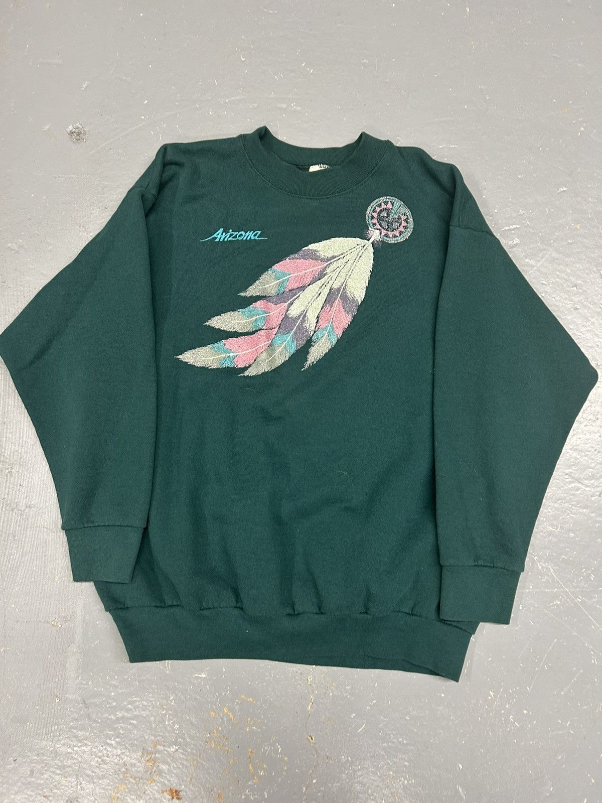 Vintage Crazy Vintage 90s Essential Green Arizona Crewneck Sweater Size US XL / EU 56 / 4 - 1 Thumbnail