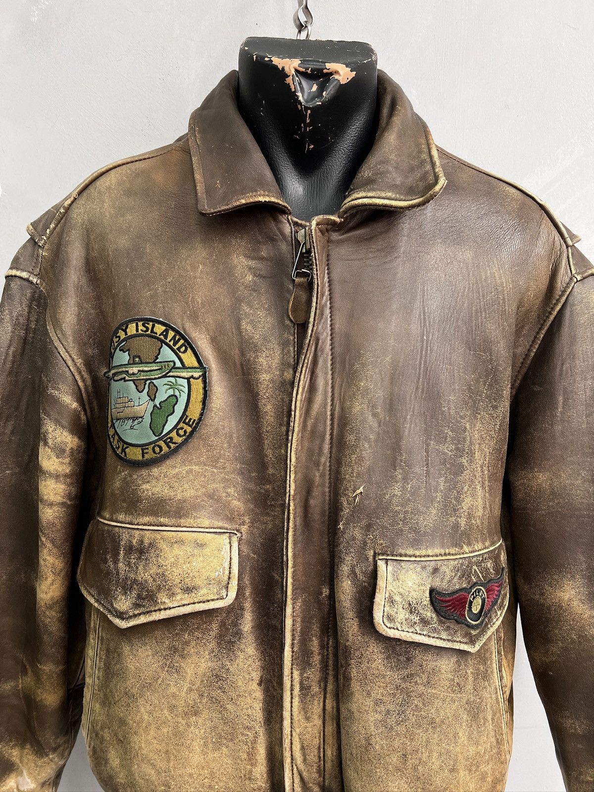 Leonard Paris Leonardo aviation leather jacket hype distressed bomber y2k Size US M / EU 48-50 / 2 - 2 Thumbnail
