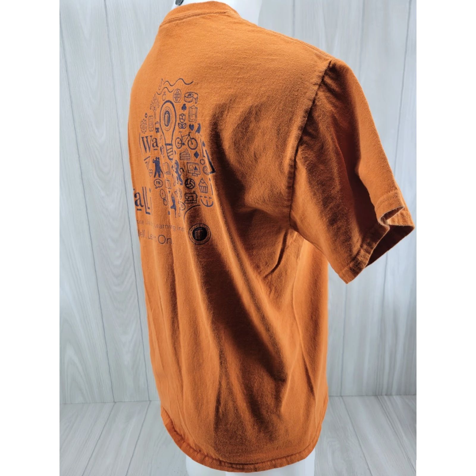 Gildan Wallace State Community College Institute Shirt Mens Large Orange T-Shirt Gildan Ultra Cotton Short Sleeve Crew Neck Size US L / EU 52-54 / 3 - 5 Thumbnail