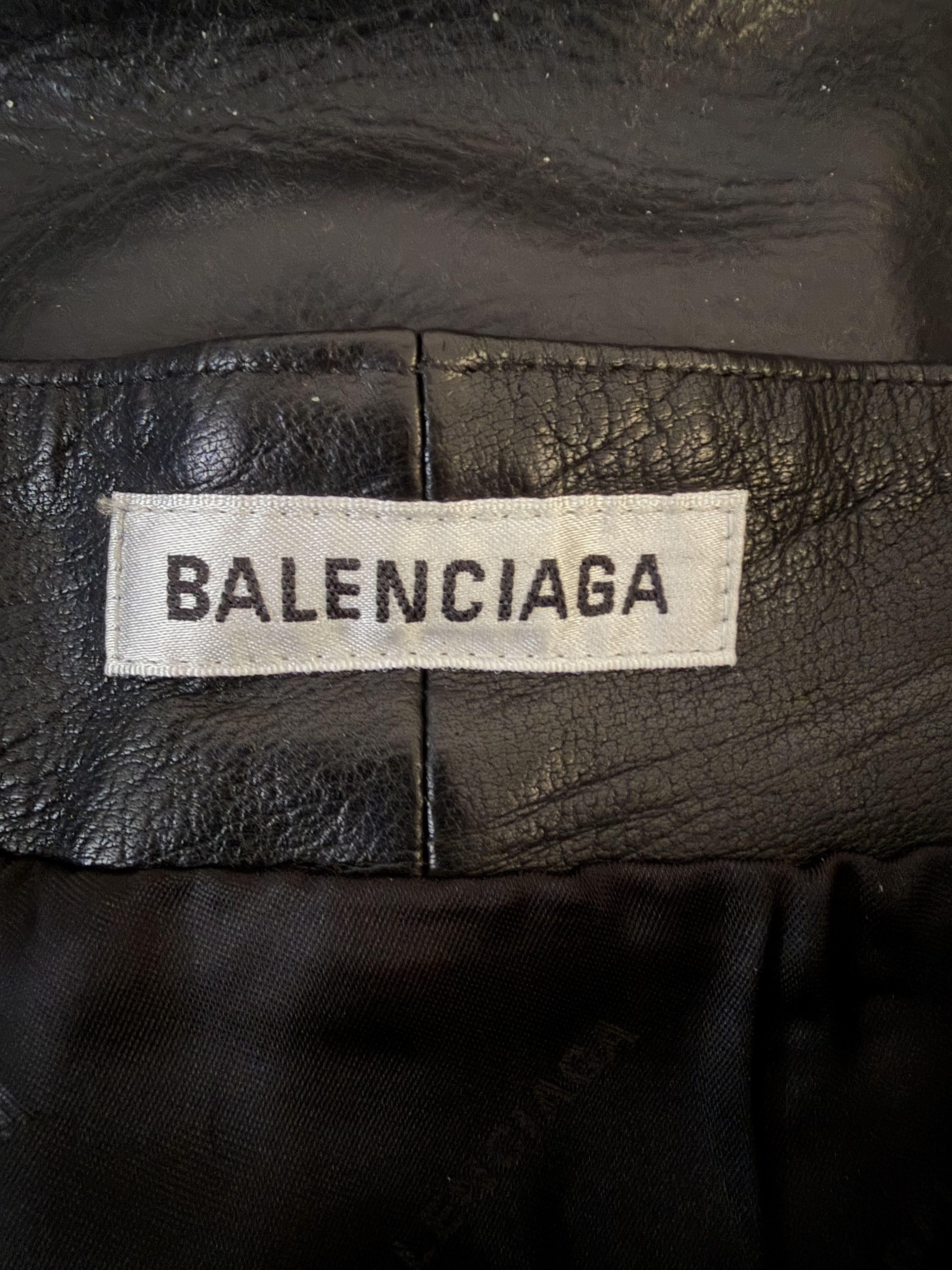 Balenciaga Asymmetric Buffalo Leather Biker Mini Skirt Size 26" / US 2 / IT 38 - 9 Thumbnail