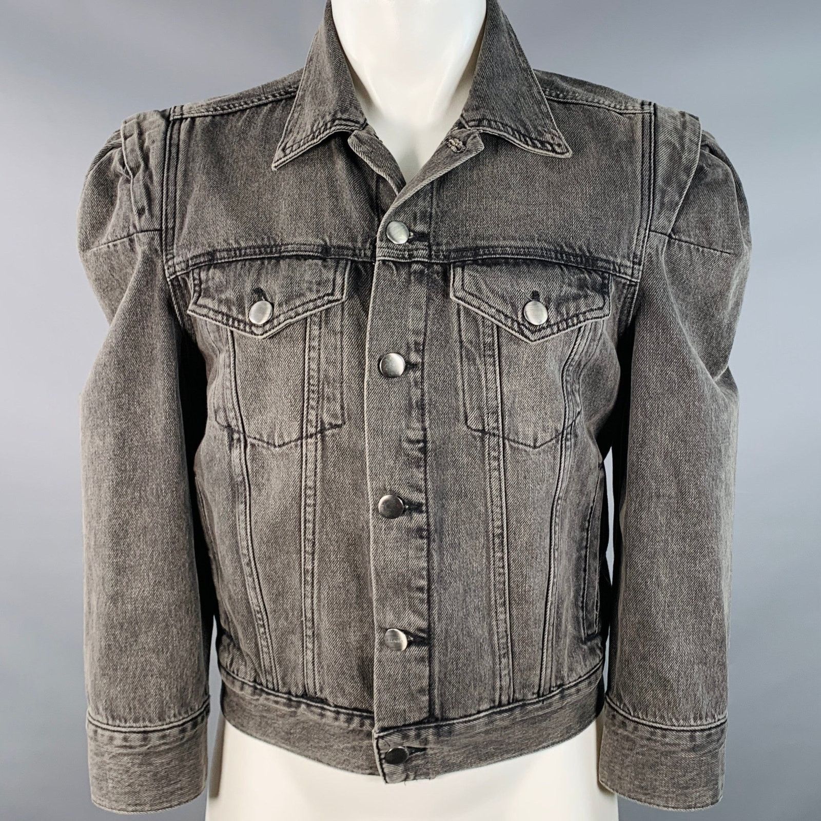 Frame Charcoal Grey Wash Denim Twill Button Up Type III Jacket Size US M / EU 48-50 / 2 - 1 Thumbnail
