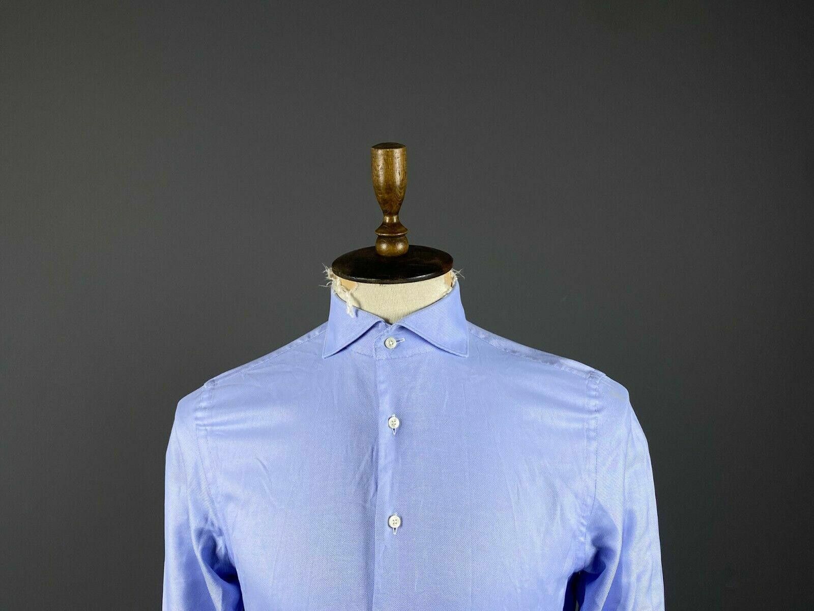 Suitsupply Suit Supply Egyptian Cotton Blue Cuffs Dress Shirt Size 39 Size US M / EU 48-50 / 2 - 2 Thumbnail