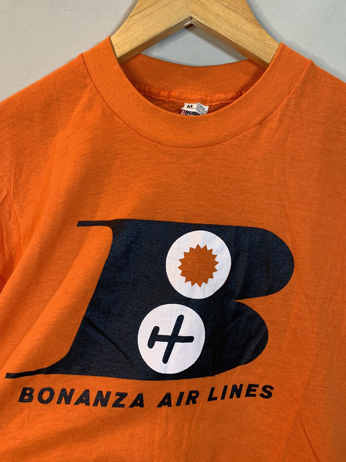 Vintage *RARE* Vintage Bonanza Airlines Single Stitch USA-Made Shirt Size US XS / EU 42 / 0 - 2 Thumbnail