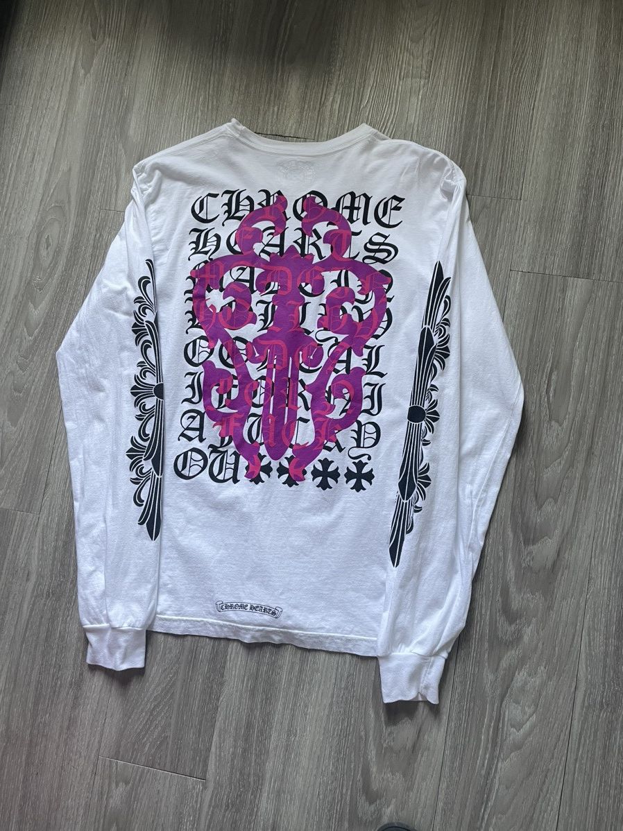 Pre-owned Chrome Hearts Pink Dagger Tshirt In White