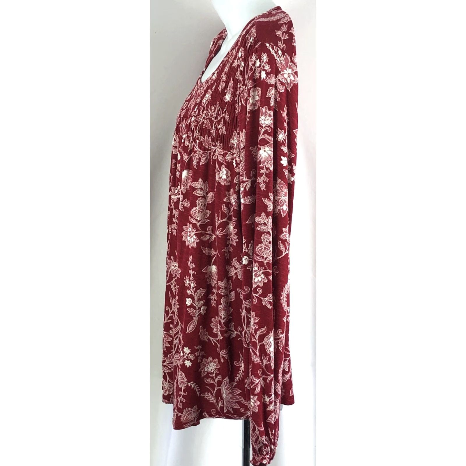 Vintage Knox Rose Top XS Red/white Floral Smocked Scoop Neck Balloon Sleeve Peasant Boho Shirt Women XS Red Floral Bohemian Shirt Size XS / US 0-2 / IT 36-38 - 2 Thumbnail