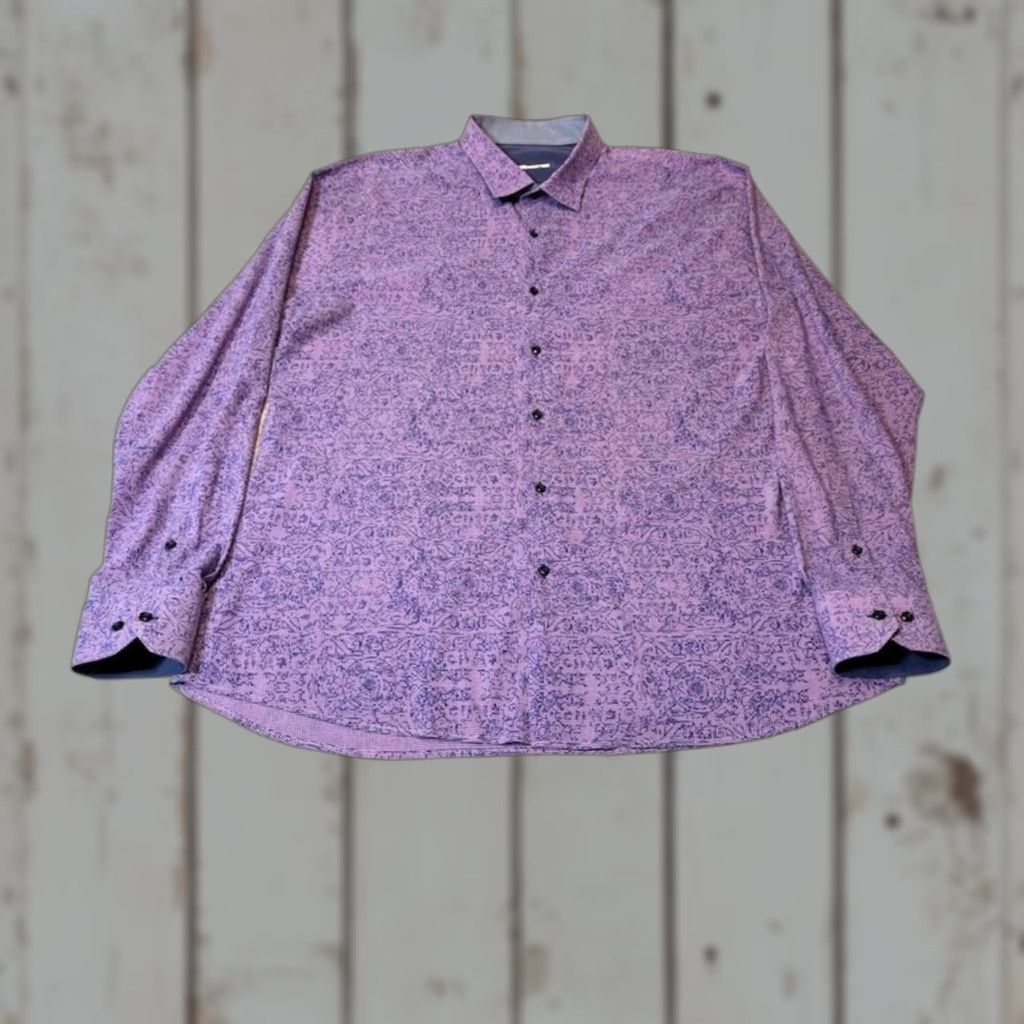 Vintage Flexion Shirt Mens XL Long Sleeve Button Up Purple Geometric Design 7496 Size US XL / EU 56 / 4 - 1 Thumbnail