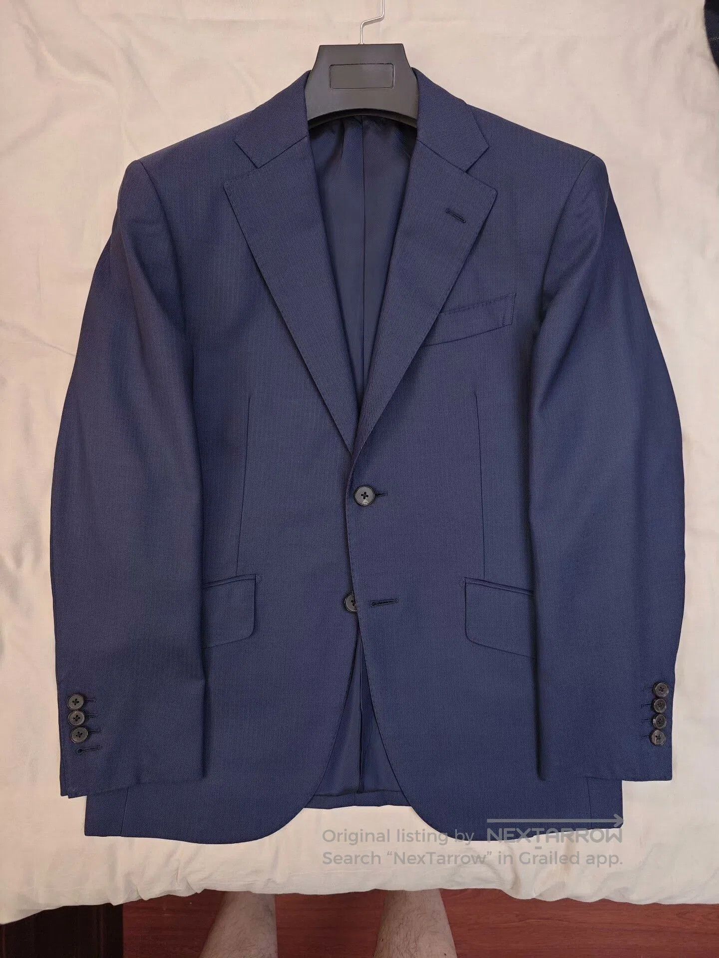 Ermenegildo Zegna Zegna Navy Wool Jacket with Herringbone Pattern. Size US S / EU 44-46 / 1 - 5 Thumbnail