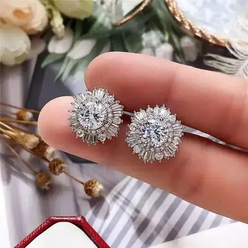 Jewelry Crystal Star Stone Earrings Gothic Punk Chrome Jewelry Spike Size ONE SIZE - 1 Thumbnail