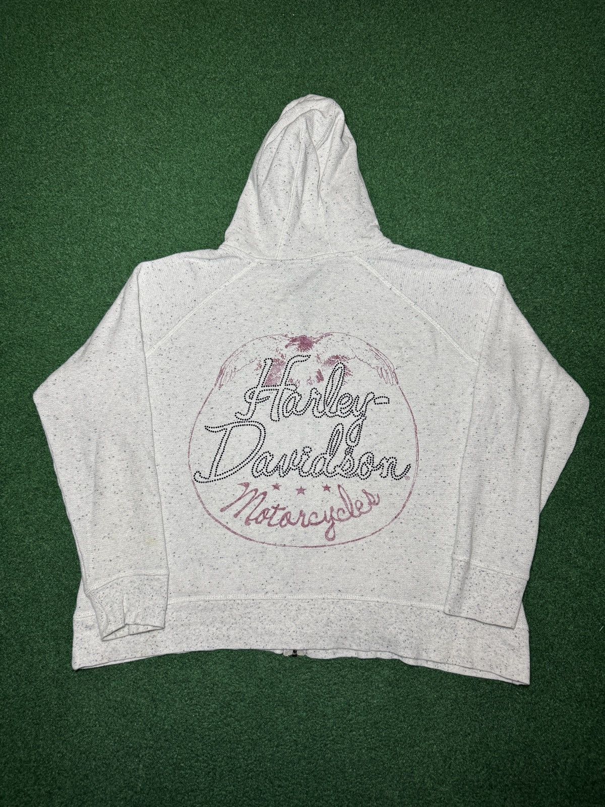 Harley Davidson Vtg Harley Davidson Hoodie Full Zip Y2K Studded 25x25 Boxy L Size L / US 10 / IT 46 - 1 Thumbnail