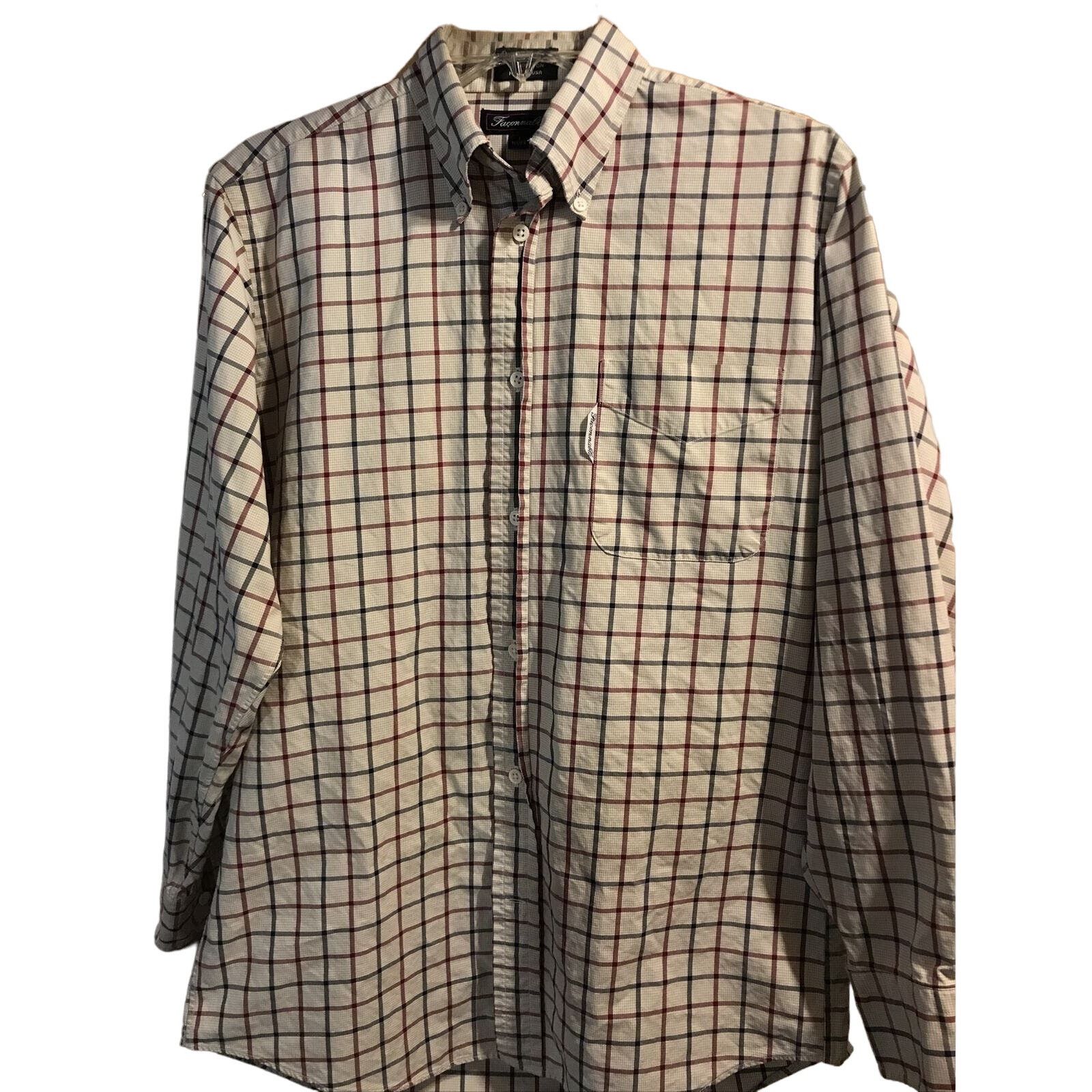 Faconnable Façonnable Men’s 14.5 Beige Red Blue Check LS Cotton Shirt Size US M / EU 48-50 / 2 - 1 Thumbnail