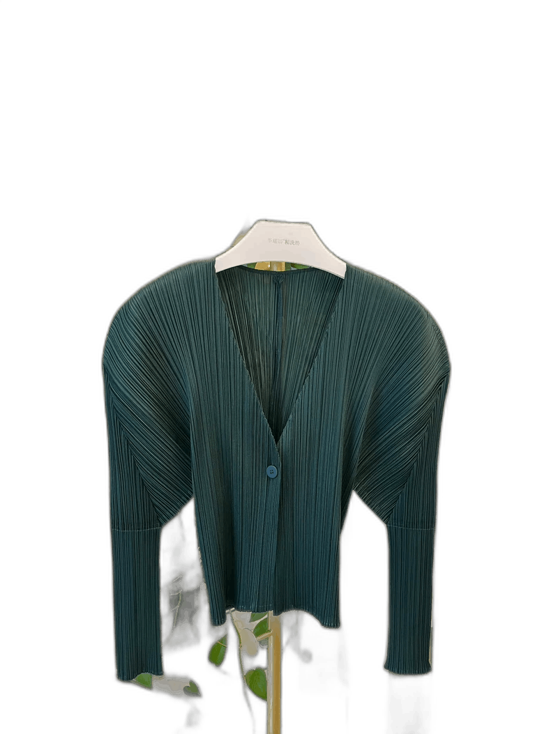 Issey Miyake Issey Miyake Green Pleated Cardigan Jacket Size M / US 6-8 / IT 42-44 - 1 Thumbnail
