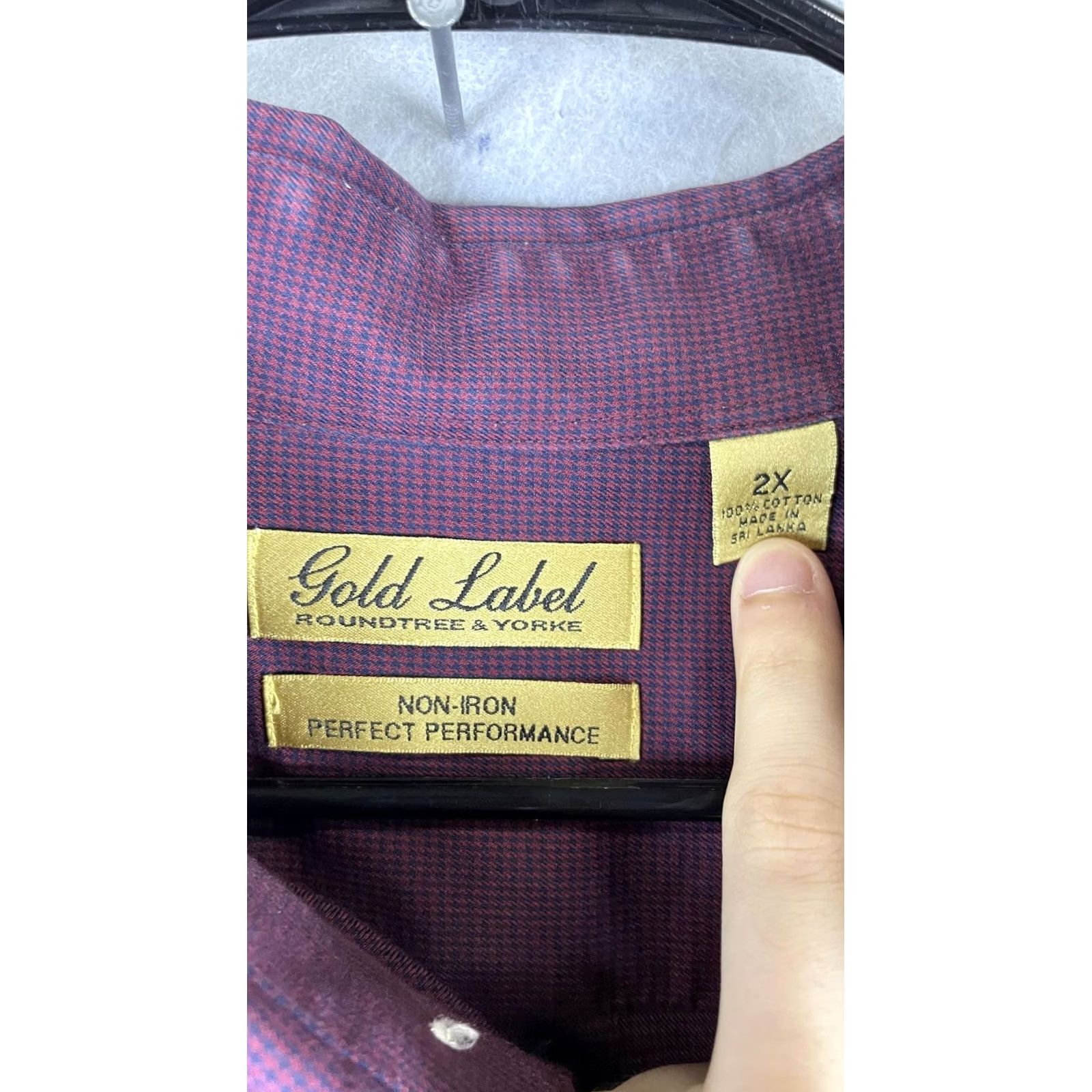 Roundtree & Yorke Roundtree & Yorke Gold Label Shirt Mens 2XL Purple Check Non Iron Classic Fit Dress Shirt Size US XXL / EU 58 / 5 - 2 Thumbnail