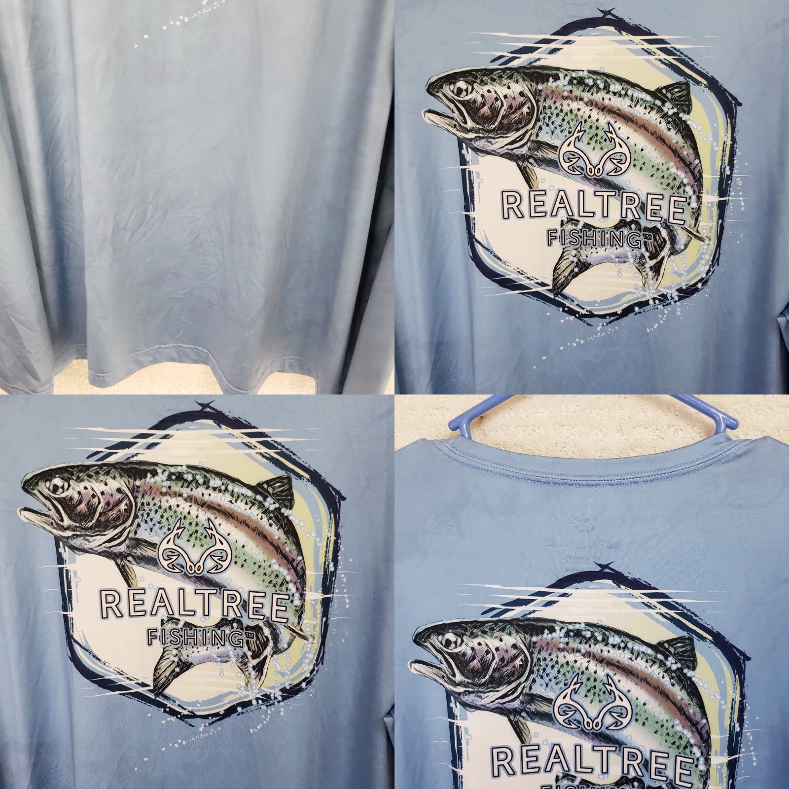 Realtree REALTREE Fishing Shirt Men's L Blue UPF 30 Long Sleeve Rainbow Trout Water Camo Size US L / EU 52-54 / 3 - 8 Thumbnail