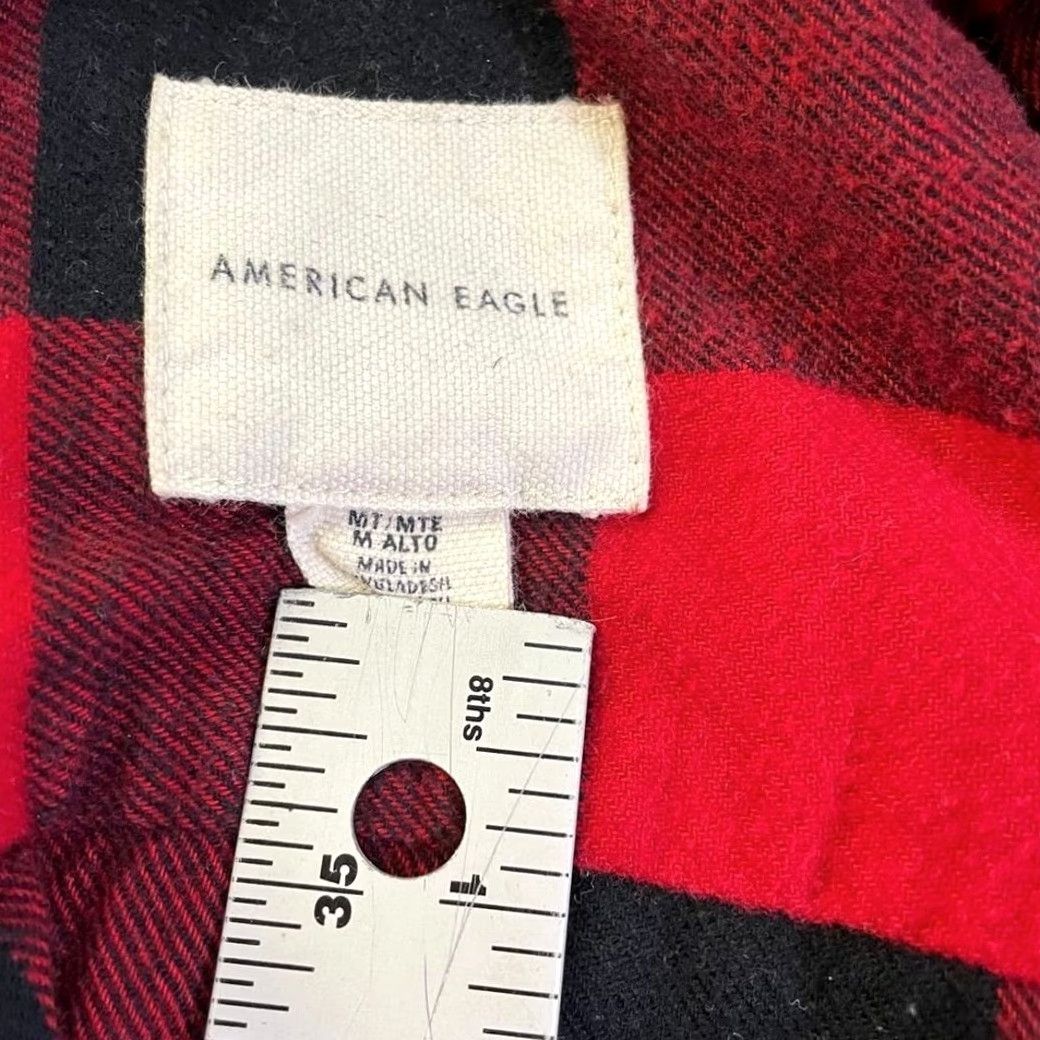 American Eagle Outfitters American Eagle Flannel Button Up Shirt Red Black Plaid Long Sleeve Heavy Cotton Sz M Big & Tall Mens MT Size US M / EU 48-50 / 2 - 3 Thumbnail