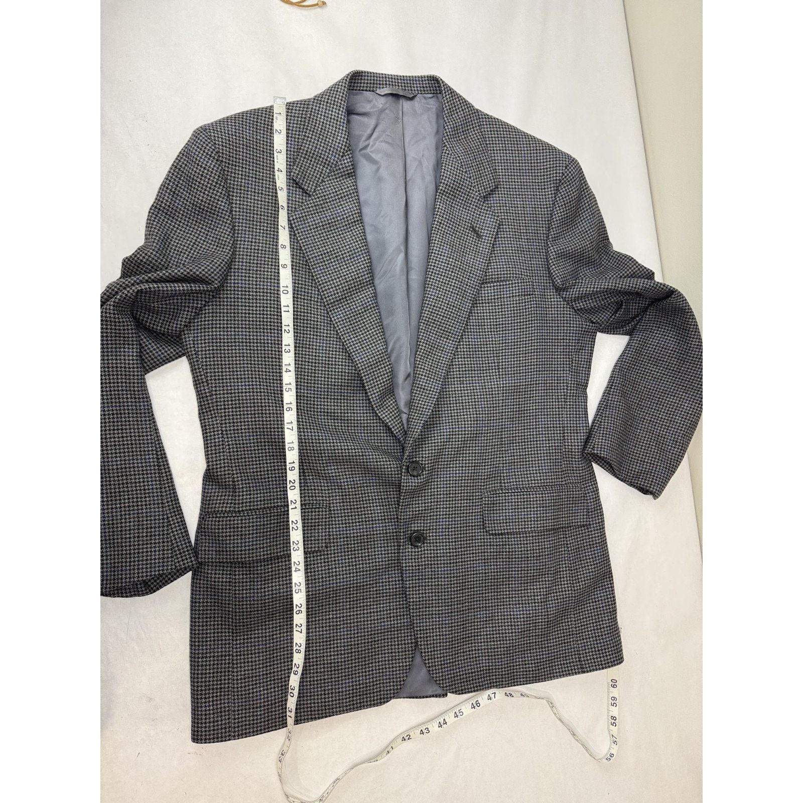Neiman Marcus Neiman Marcus Wool Blazer Coat Houndstooth Men 42 Long Size 42L - 3 Thumbnail