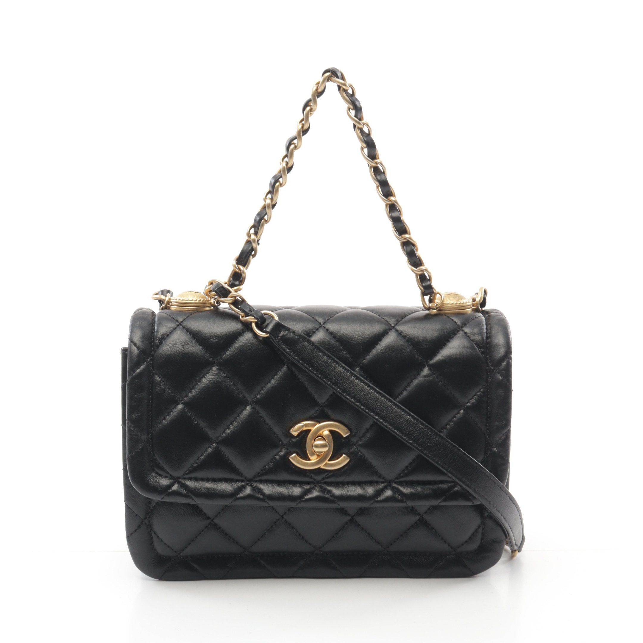 Chanel Chanel Matelasse Chain Shoulder Bag Lambskin Black Gold Hardware Size ONE SIZE - 1 Thumbnail