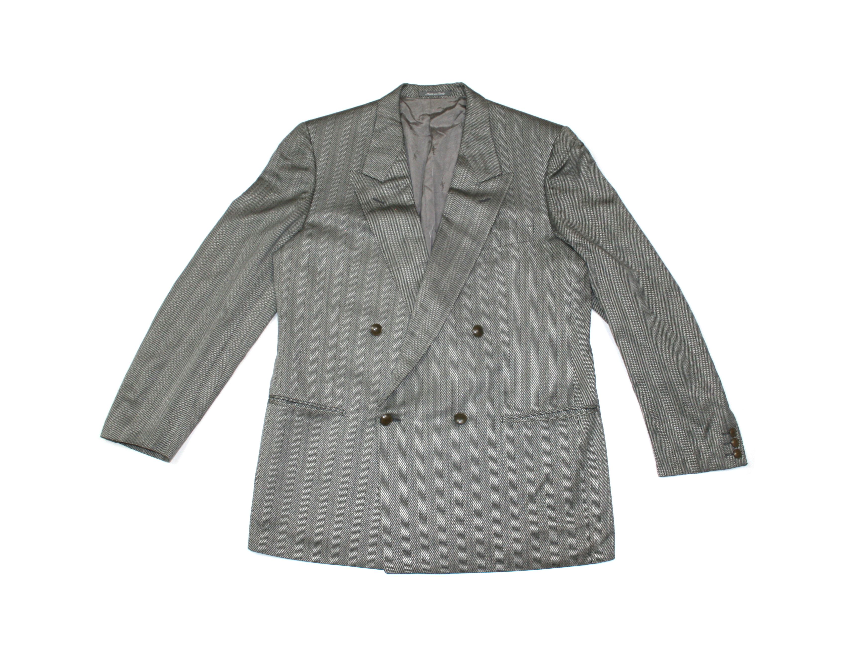 Yves Saint Laurent 90S Double Breasted Silk Blazer Vintage Size US L / EU 52-54 / 3 - 1 Thumbnail