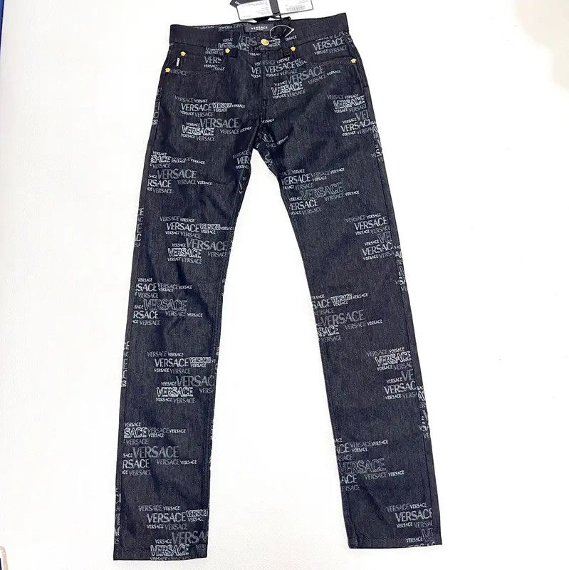Versace Versace Black Cotton Blend Printed Casual Pants 0089 Size US 26 / EU 42 - 1 Thumbnail