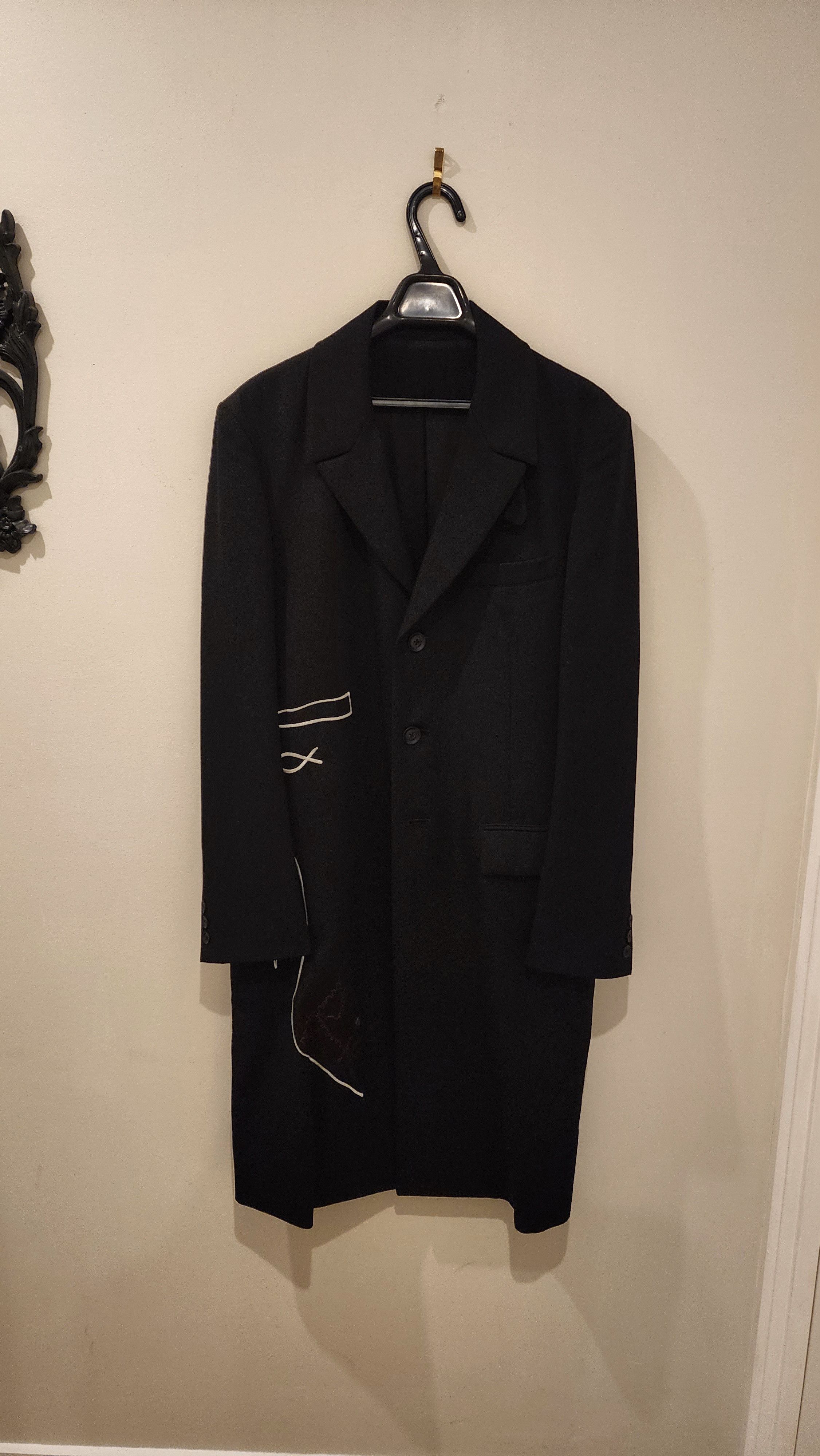 Yohji Yamamoto Yohji SS22 Pour Homme Rei Miyazawa Embroidered Coat Size 48R - 2 Thumbnail