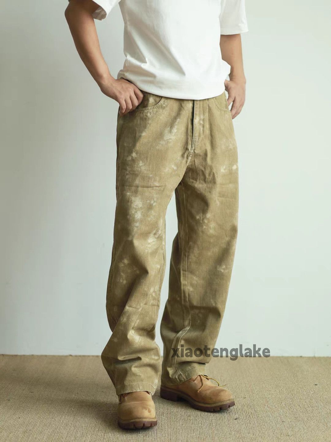 washed faded utility loose baggy tie dye work pants