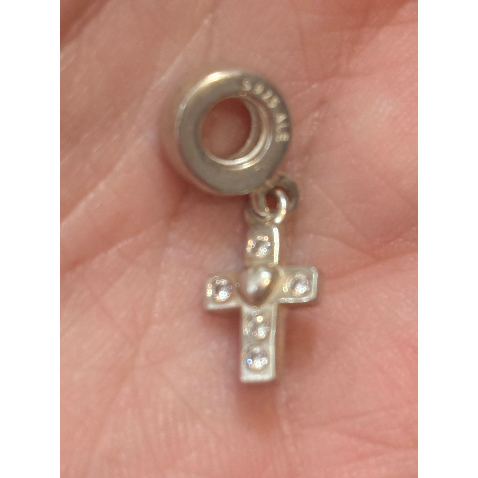 Pandora Cross Dangle Charm 925 Ale Sterling Silver Cz Heart, Women's
