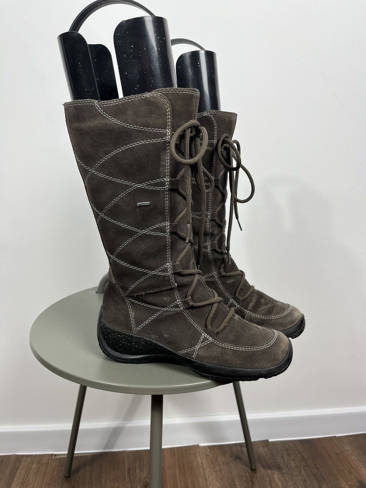 Other Warm Suede Winter Boots Brown Lace Up Tall Outdoor 37 Size US 6.5 / IT 36.5 - 9 Thumbnail