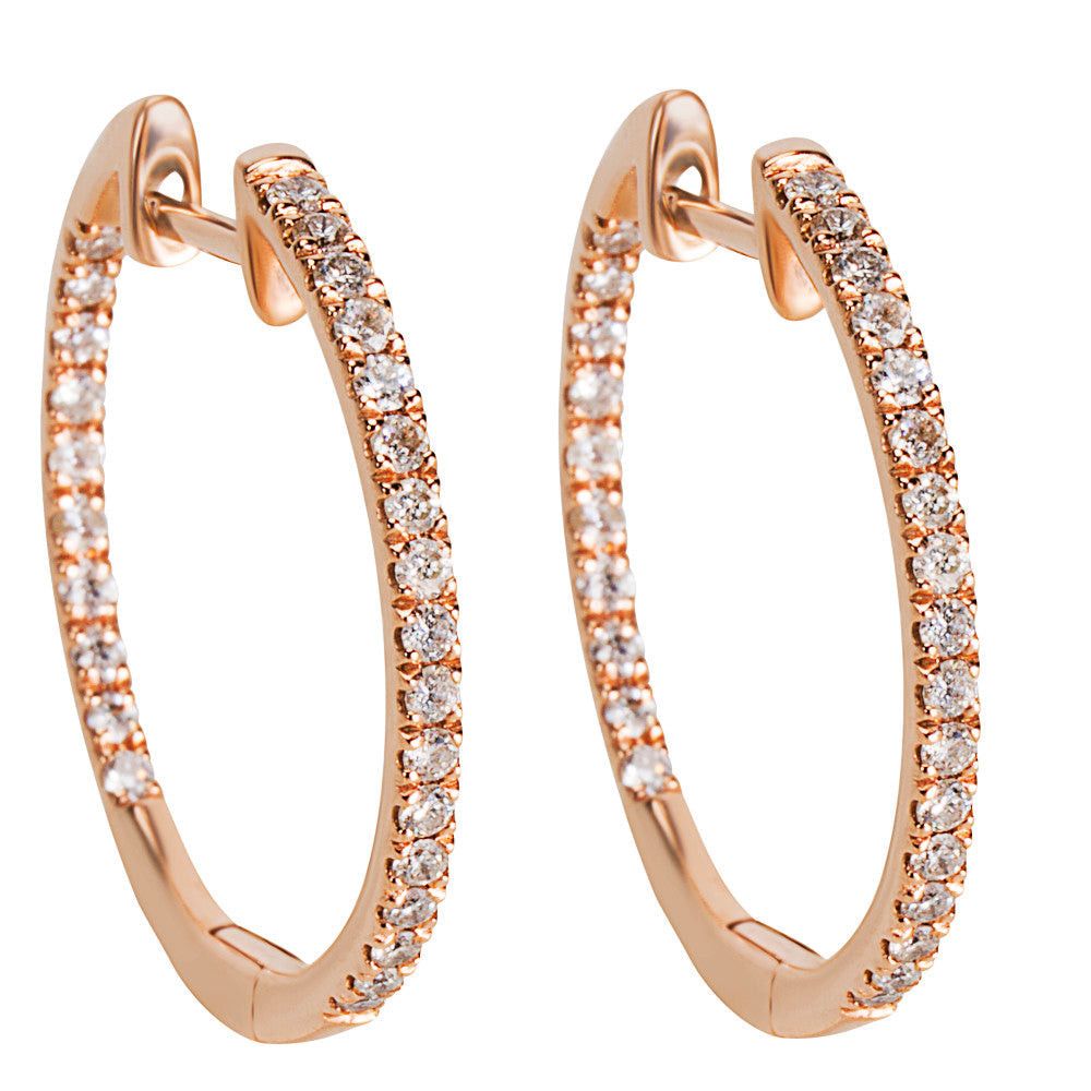 image of Igl Certified Diamond Inside Out Hoop Earrings In 14K Rose Gold (0.50 Ctw), Women's