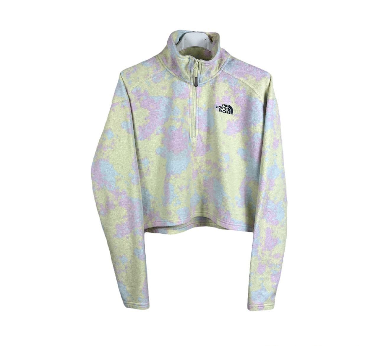 The North Face cropped fleece bubble gum mix sherpa half zip