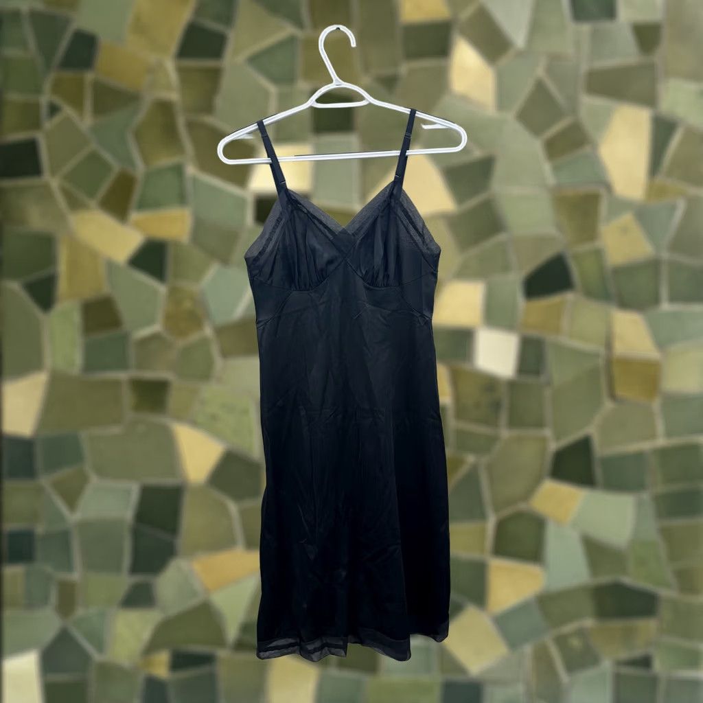 Vintage VINTAGE Unbranded Womens Nightgown Sleeveless Black Silk Sleepwear VTG Size ONE SIZE - 1 Thumbnail