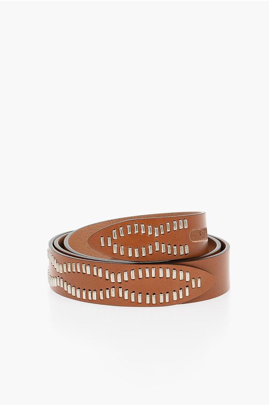 og1mm0624 Size: L / Studs Leather Belt in Brown