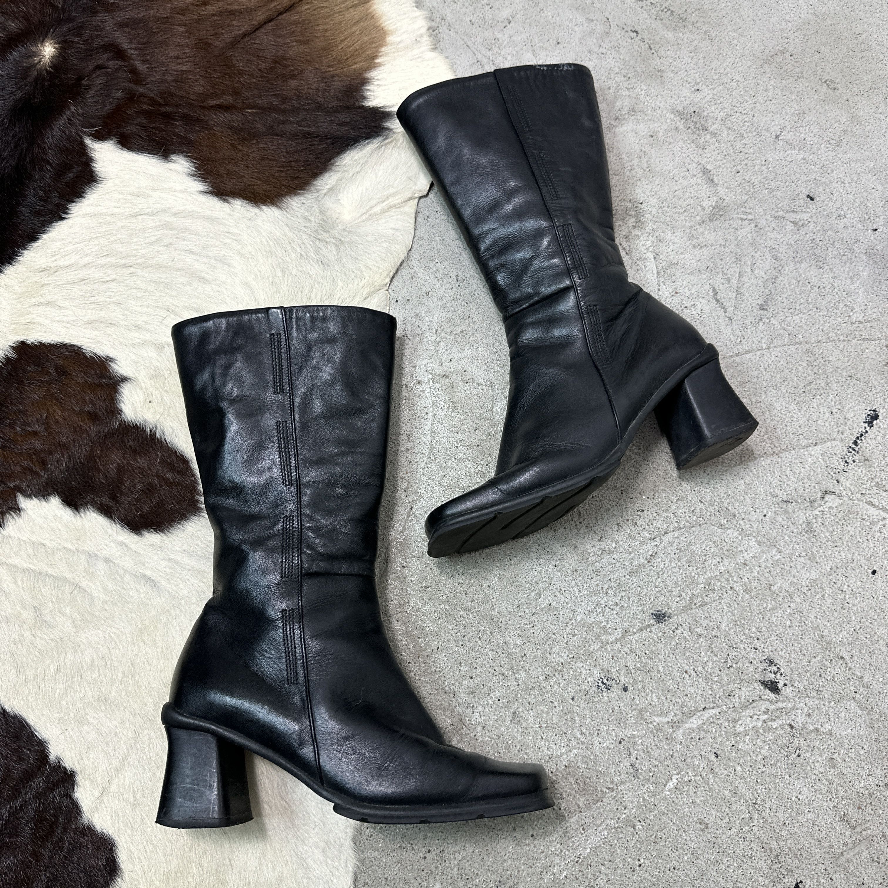 Vintage Vintage Real Leather Biker Grunge Square Toe Boots 00s Size US 7 / IT 37 - 7 Thumbnail