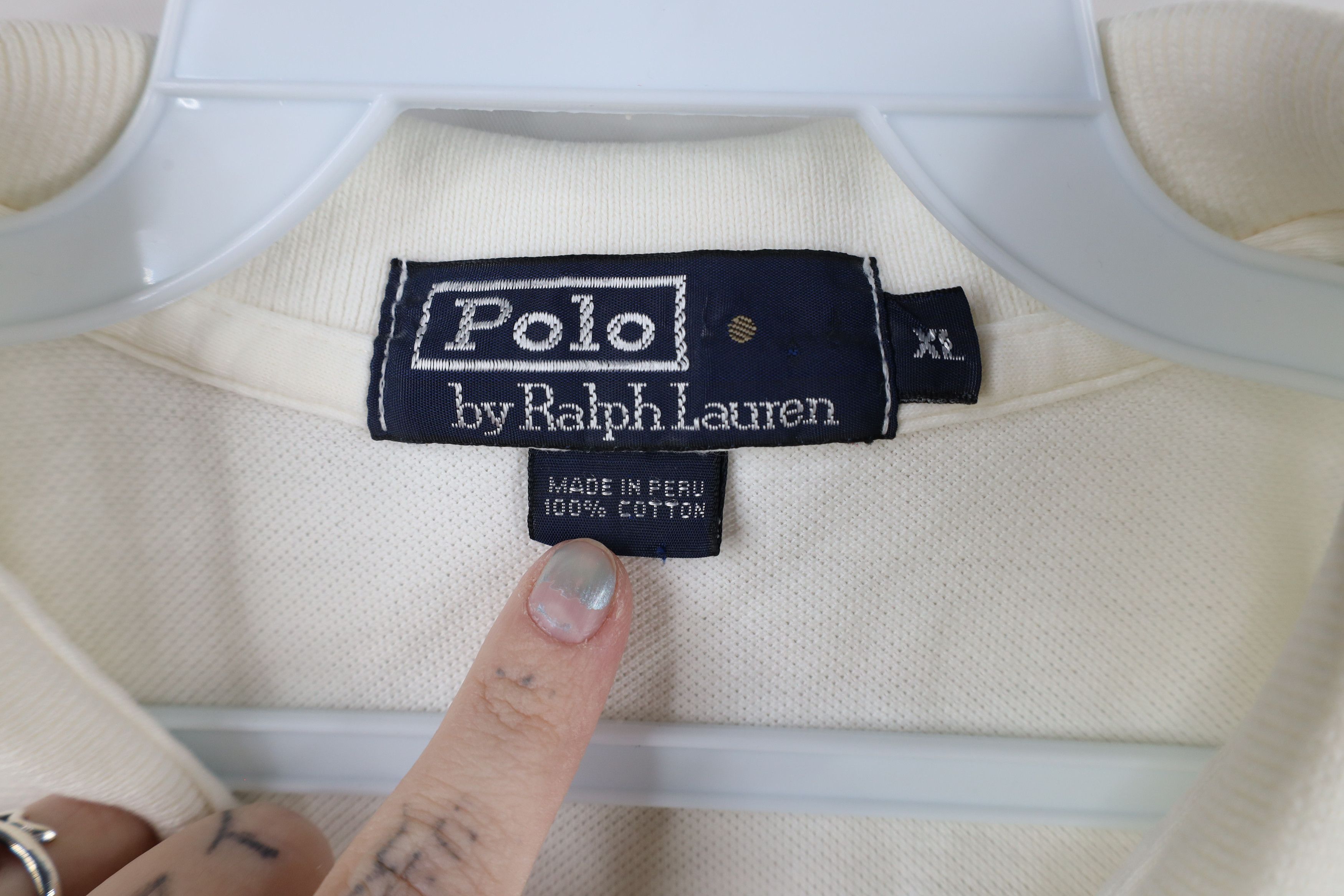 Ralph Lauren × Vintage Vintage 90s Ralph Lauren Collared Golf Polo Shirt White Size US XL / EU 56 / 4 - 5 Thumbnail
