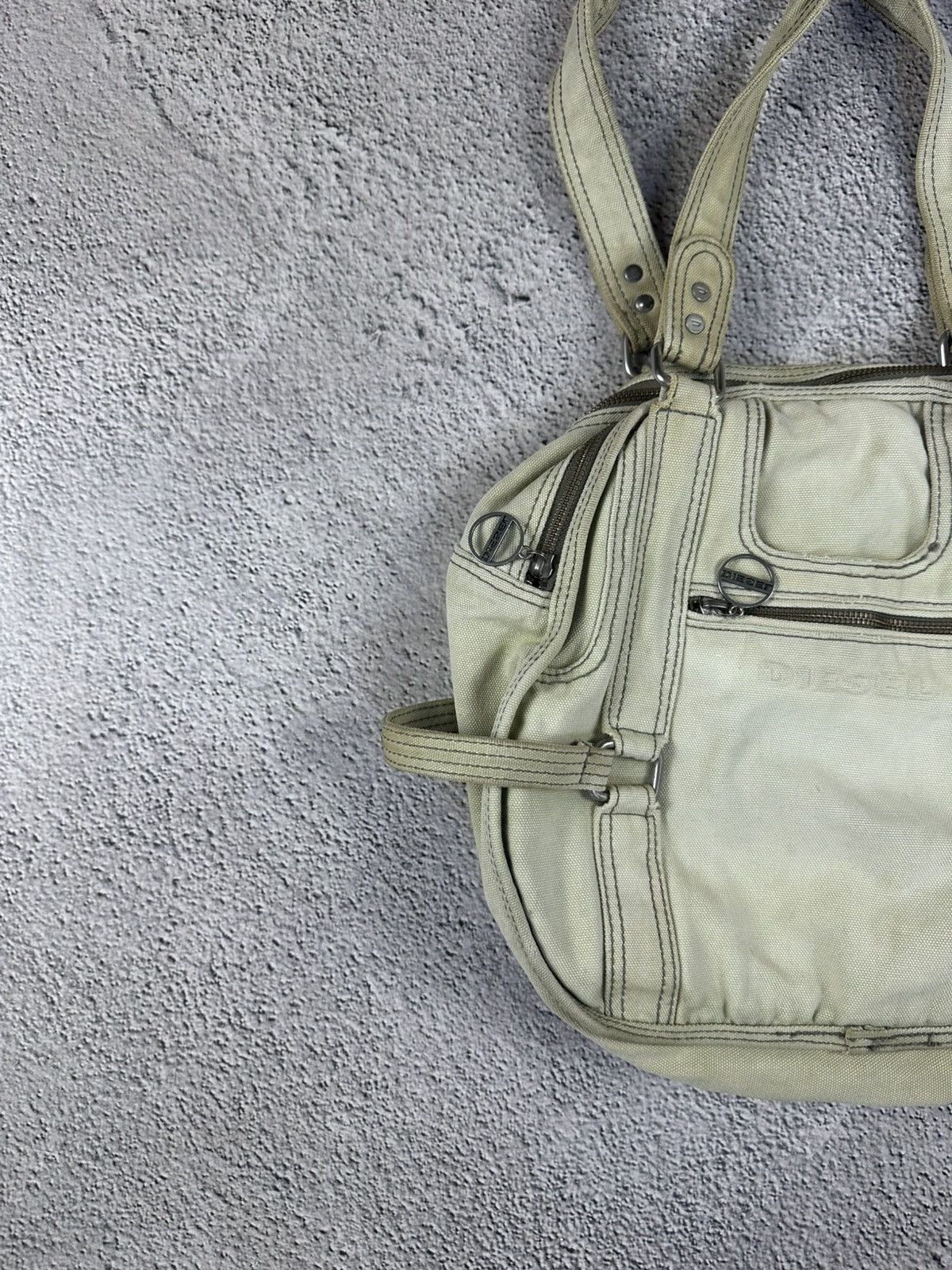 Diesel Diesel Round Canvas Tote “Still Brave” Y2K Bag Faded Japan Size ONE SIZE - 5 Thumbnail