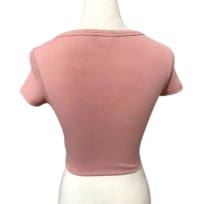 Other Better Be Crop Sweater Ribbed Knit Button-Down Taupe Pink S Size S / US 4 / IT 40 - 4 Thumbnail