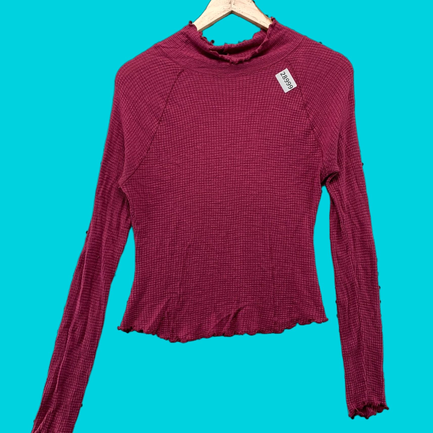 Free People Free People Waffle Knit Thermal Top Womens M Pink Long Sleeve Mock Neck Shirt Size M / US 6-8 / IT 42-44 - 1 Thumbnail