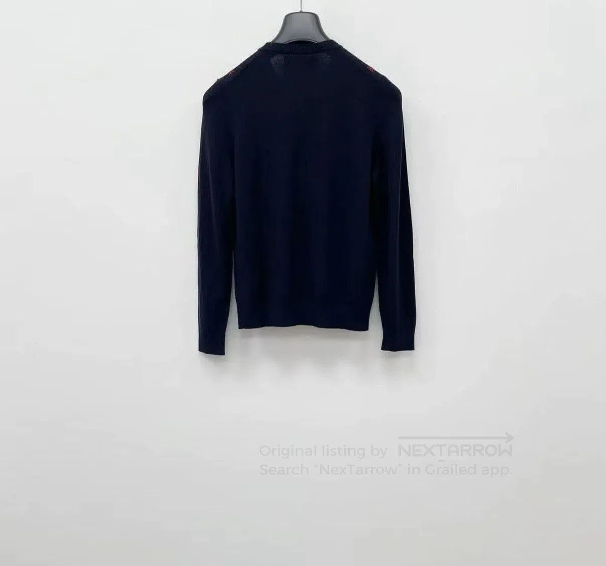 Gucci Blue Knit Sweater with Red Pattern - Size M. Size US M / EU 48-50 / 2 - 4 Thumbnail