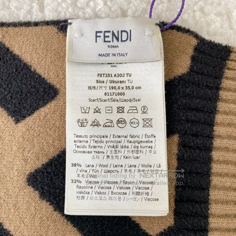 Fendi Fendi Monogram full-logo wool scarf Size ONE SIZE - 5 Thumbnail