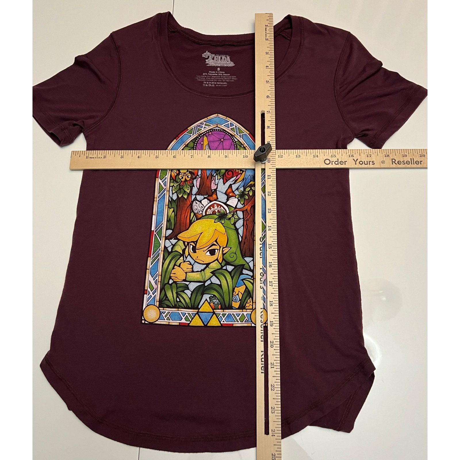 Nintendo Legend Of Zelda Wind Waker Stained Glass Burgandy Shirt Size S / US 4 / IT 40 - 5 Thumbnail