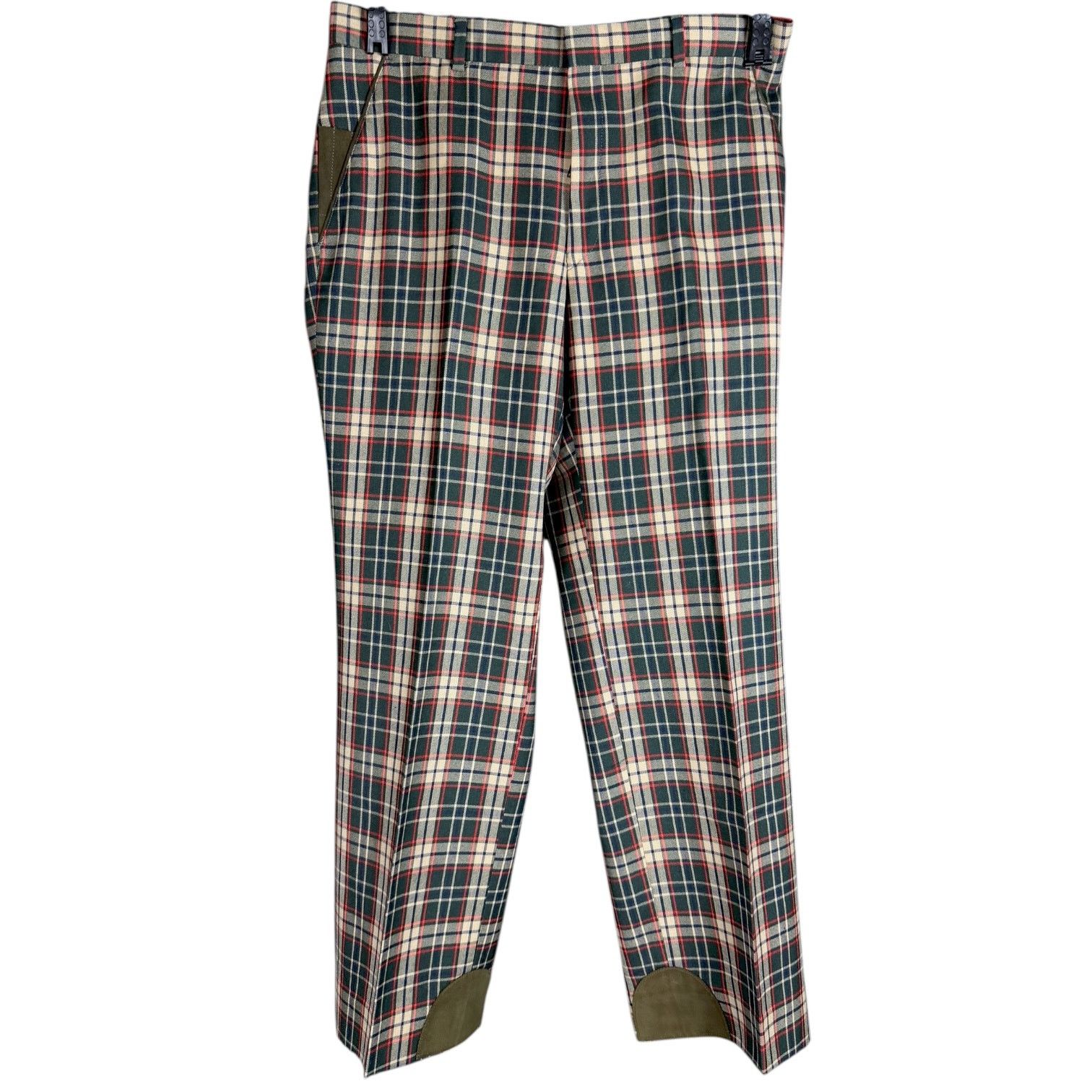 DAKS Men's Vtg 80s Daks London 100% Wool Green Plaid Pants 31x28 Size US 31 - 1 Thumbnail