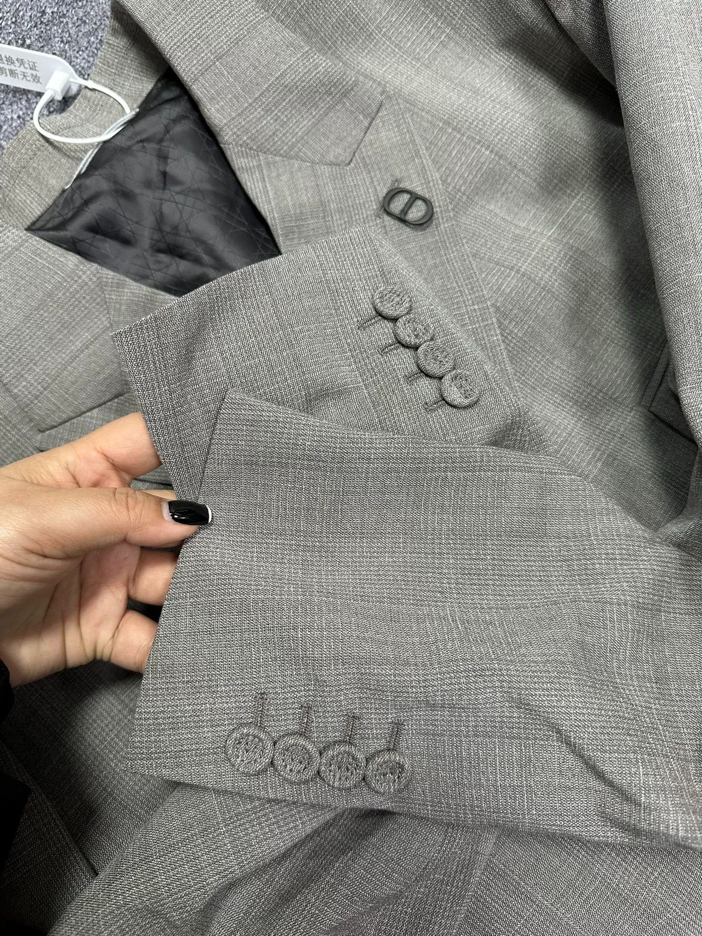 Dior Dior Gray Double Breasted Suit Jacket Size US M / EU 48-50 / 2 - 6 Thumbnail