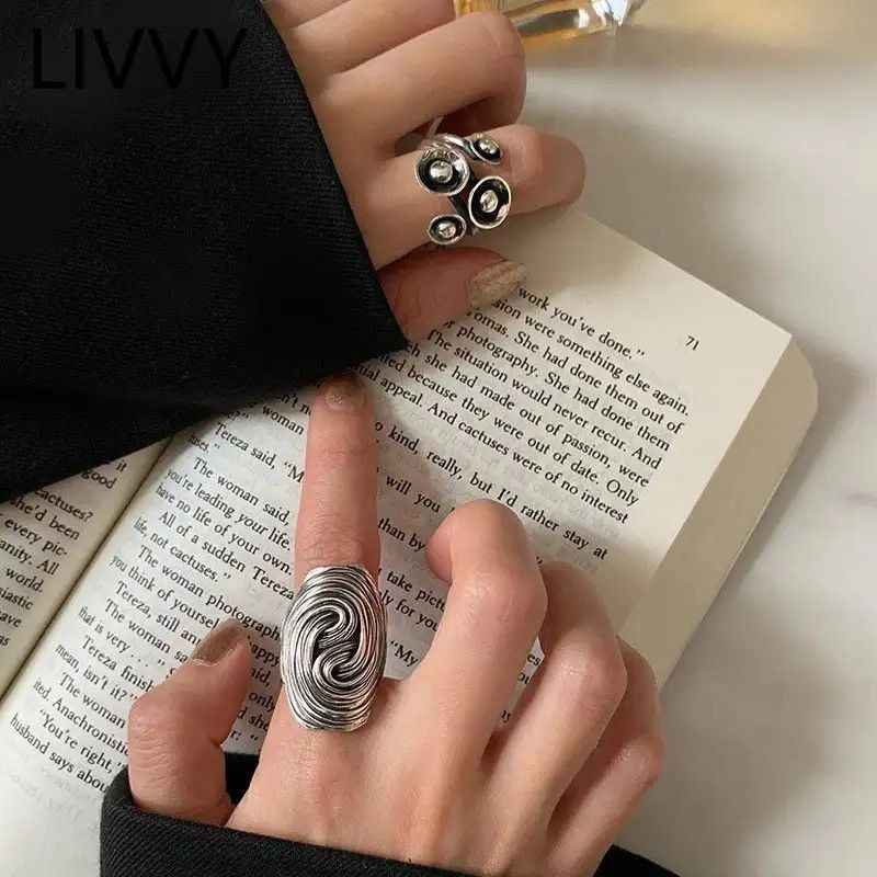 Jewelry × Vintage Vintage Exaggerated Massive Ring Geometric Flower Opening Size ONE SIZE - 3 Thumbnail