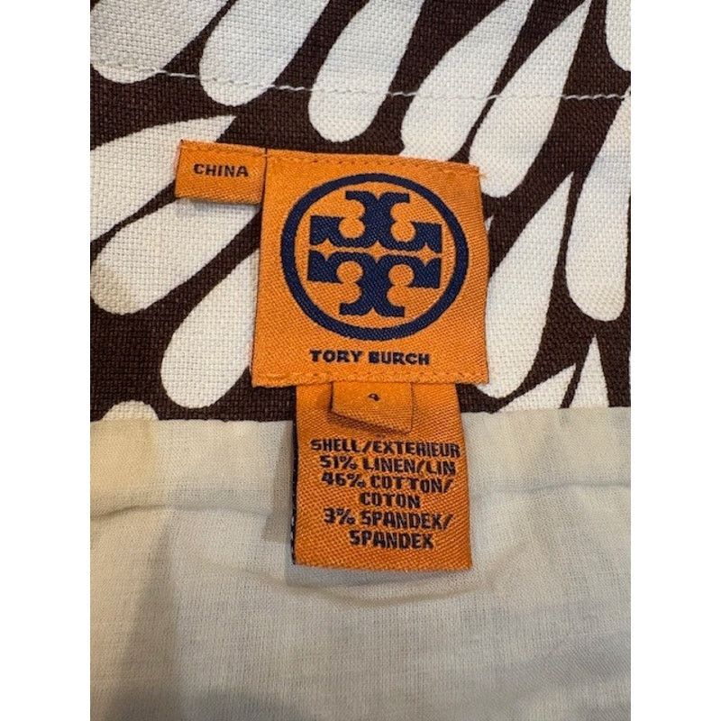 Tory Burch Tory Burch Brown & White Sleeveless Linen Mini Dress Size S / US 4 / IT 40 - 8 Thumbnail