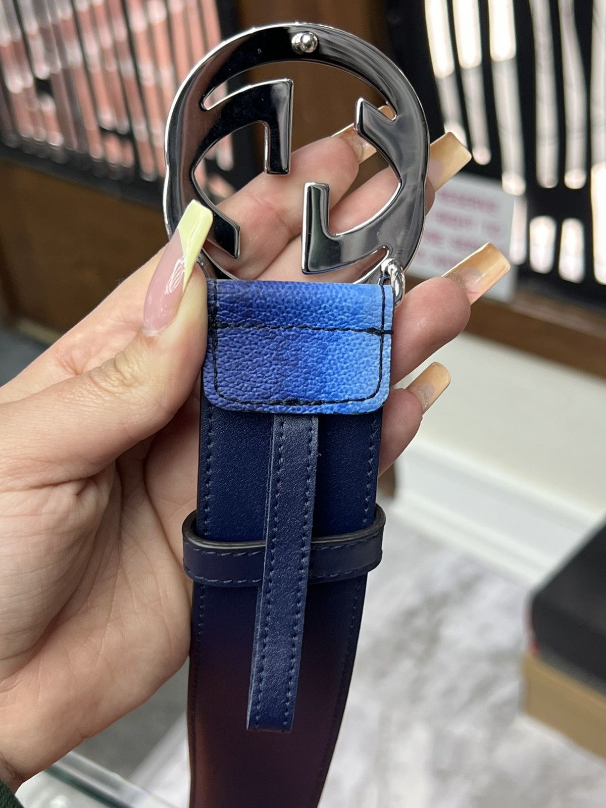 Gucci Gucci Chroma Belt Blue Gradient Canvas Monogram Print Size 36 - 5 Thumbnail