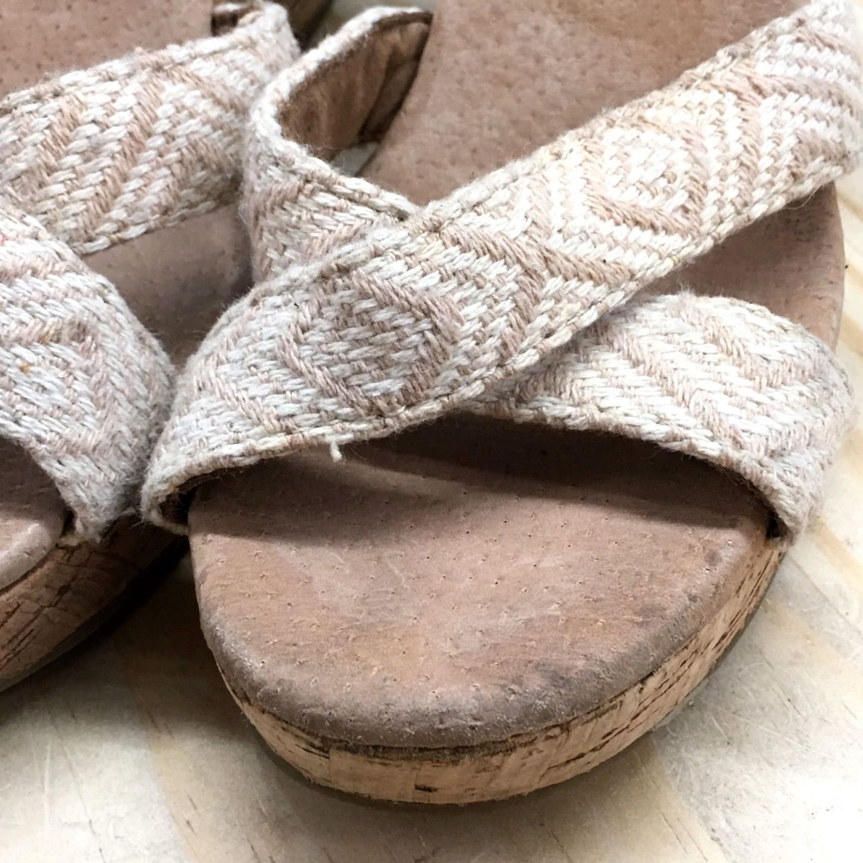 Toms Toms Sandals Women Sienna Ankle Strap Beige Woven Casual Wedge Heels 6.5 301214 Size US 7 / IT 37 - 6 Thumbnail