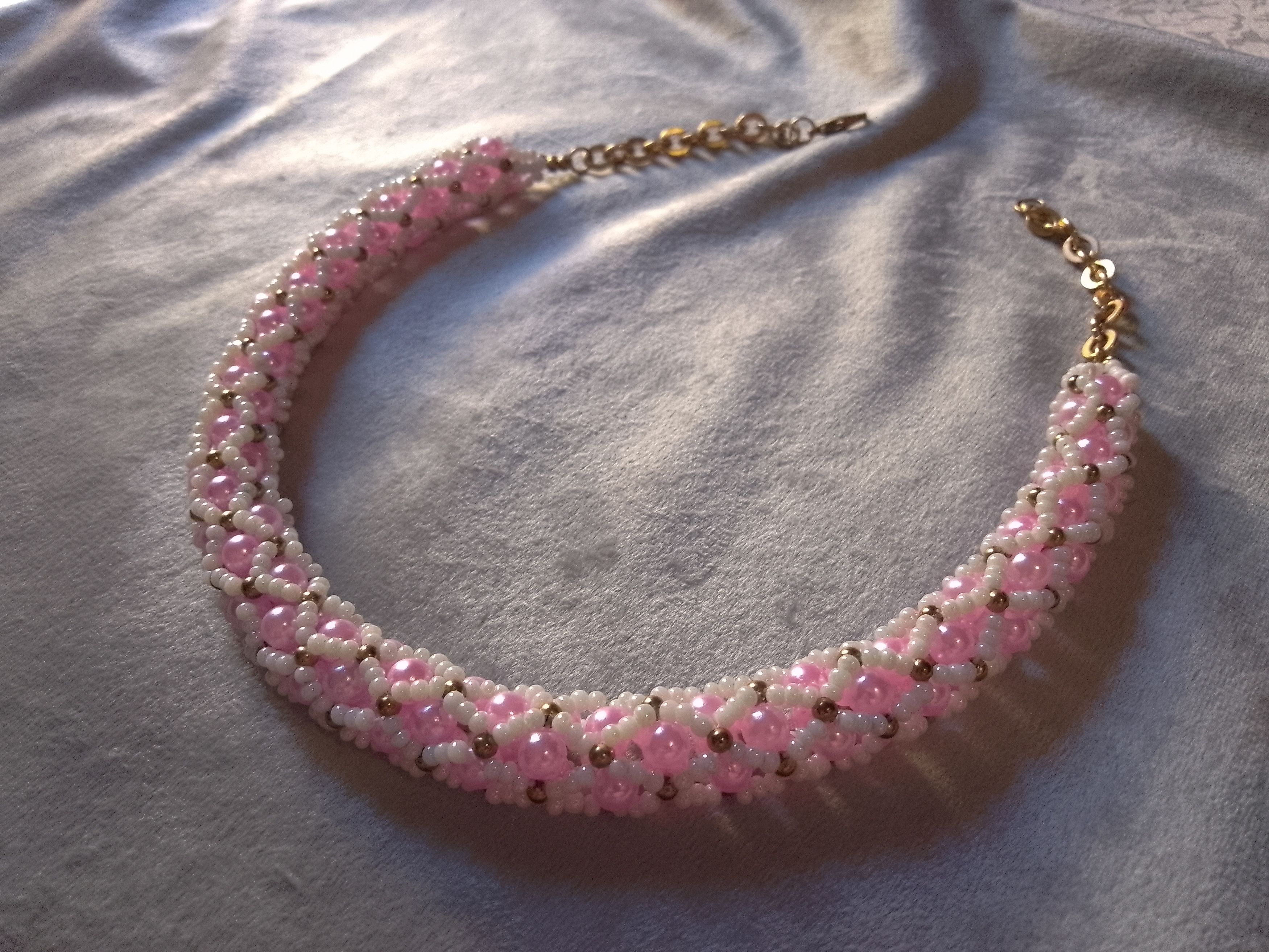 Handmade Necklace. Vintage style Pearls Pink Tubular Elegant Size ONE SIZE - 2 Thumbnail
