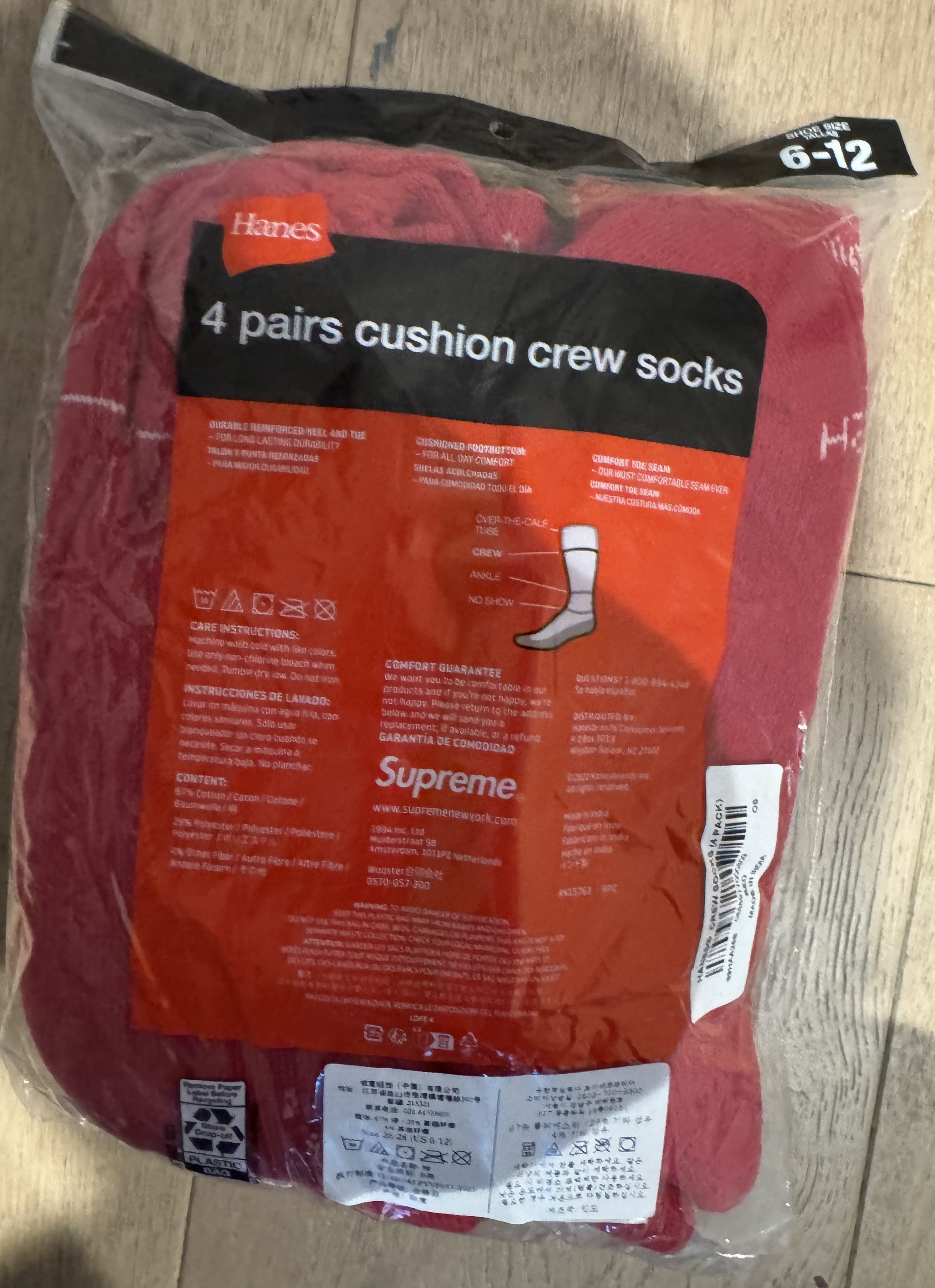 Supreme Hanes Socks 4 Pack Size ONE SIZE - 3 Thumbnail